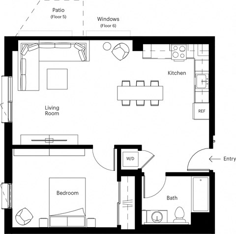 a blueprint of a living room with a big star on it